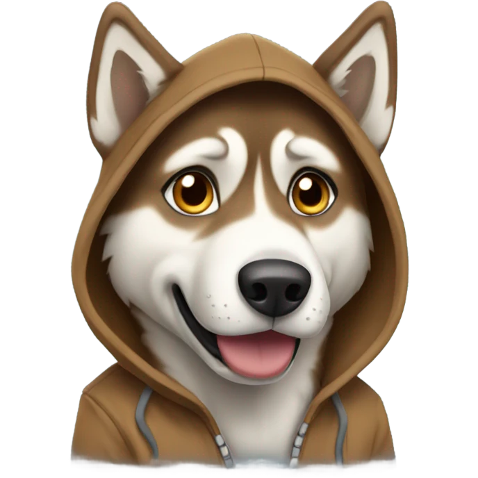 Brown Husky wearing a hoodie  emoji