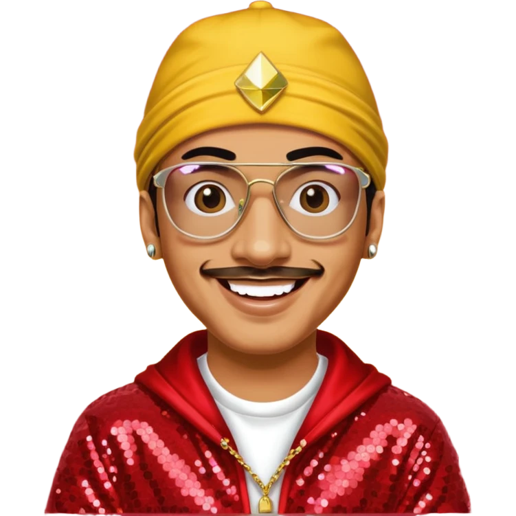 Ali G with red sequin outfit emoji