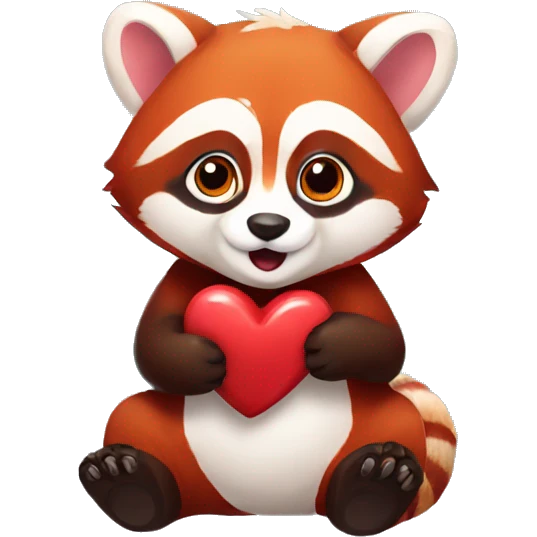 red panda carrying a heart emoji
