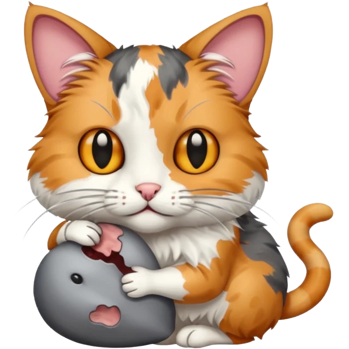 A cat holding a dead mouse emoji