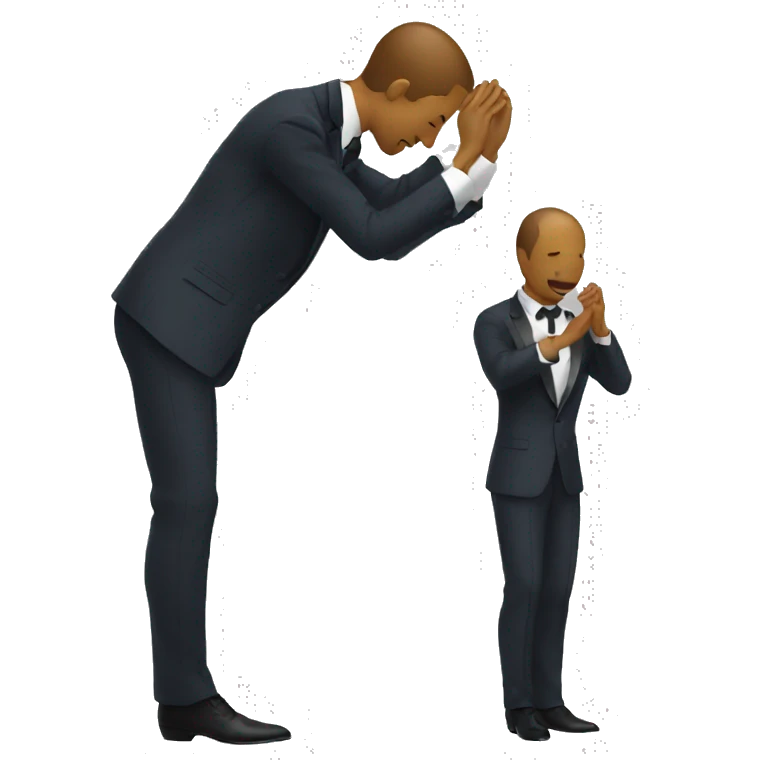 a performer in a suit bowing to the audience emoji