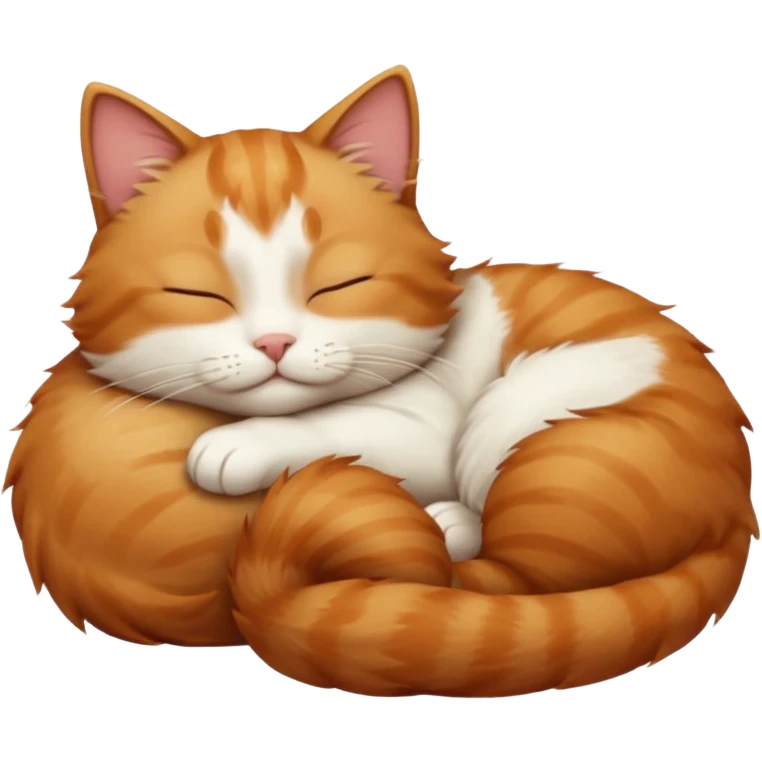 ginger and white small cat eyes closed lying down in weird position emoji