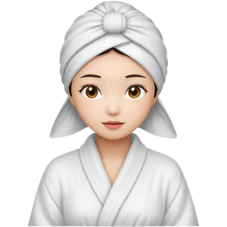 girl aesthetic emoji, asian beautiful make up white Bathrobe + towel Headscarf emoji