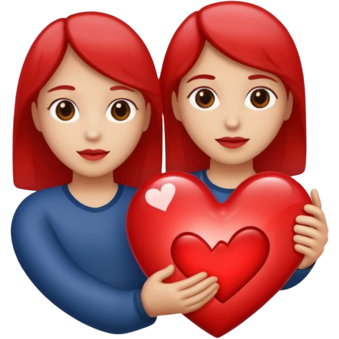 Two people holding half a heart up emoji