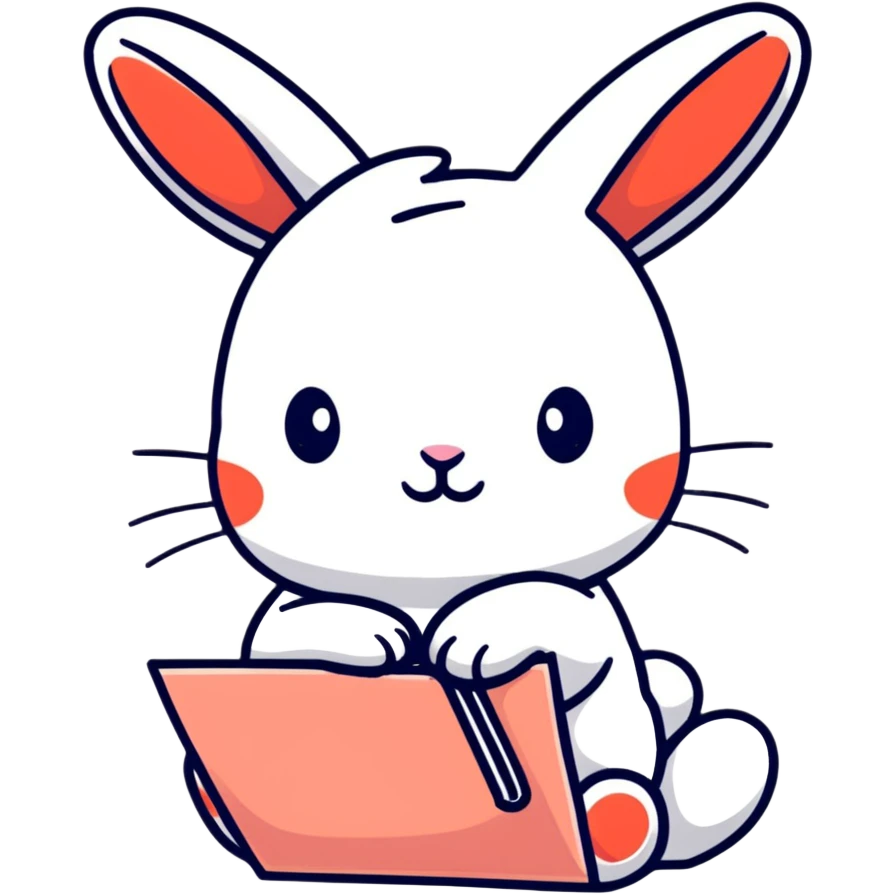 coral bunny kneeling while writing a love letter emoji