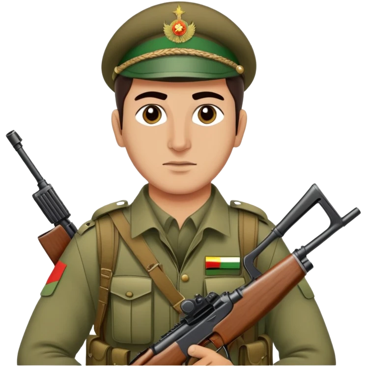Kurdish warrior Peshmerga with rifle and traditional clothing emoji
