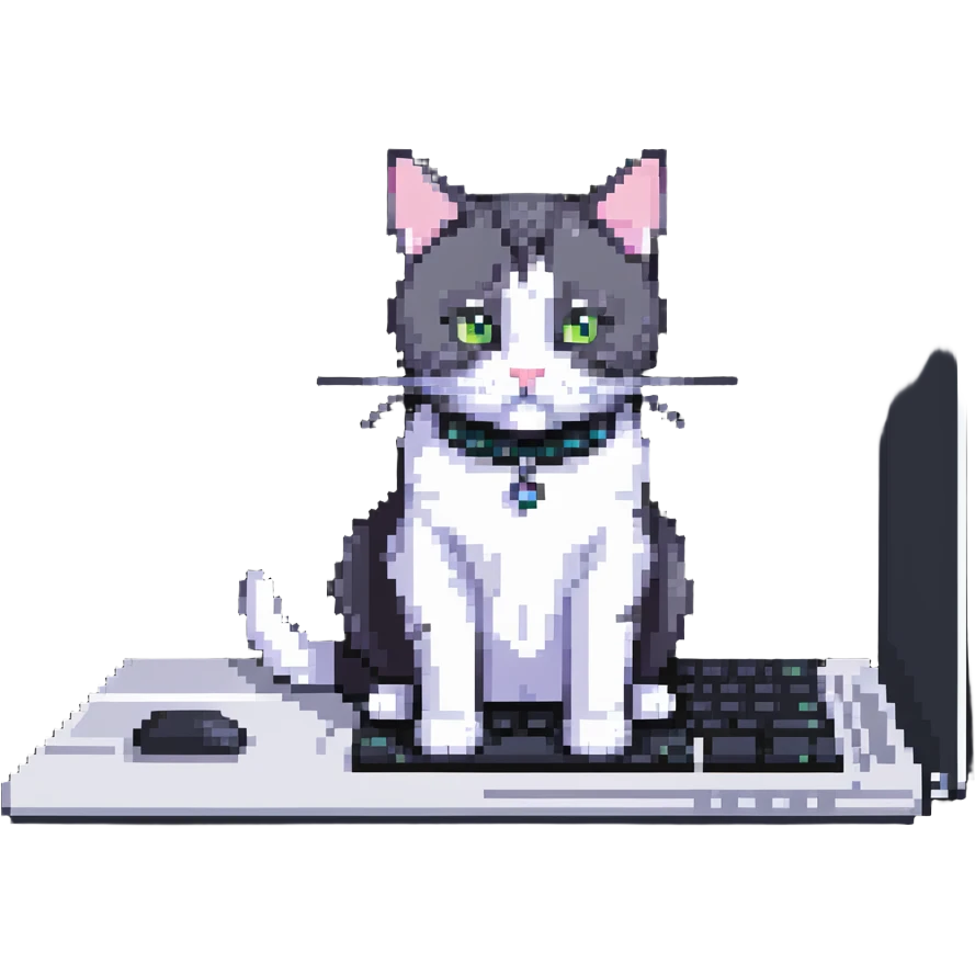 cat sitting on laptop computer keyboard emoji