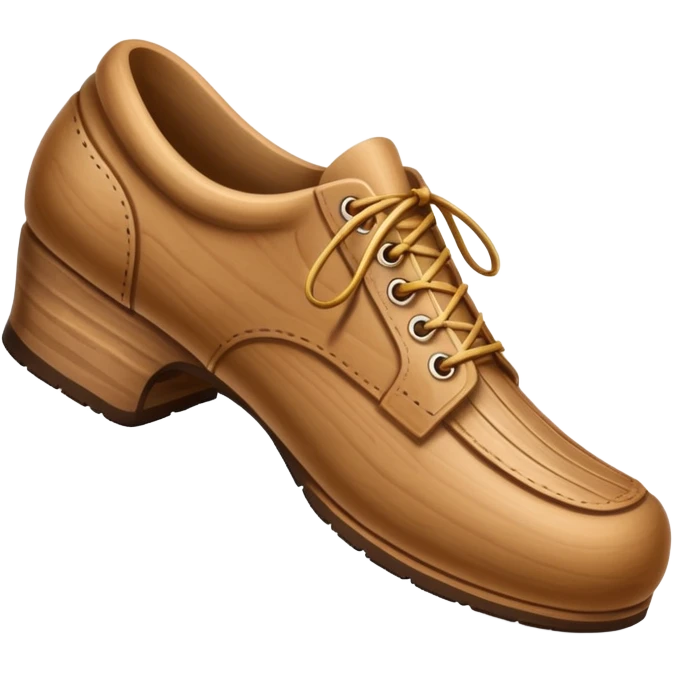 Un zapato de madera estilo Polonia . El zapato está tallado a mano. Pero de madera   emoji
