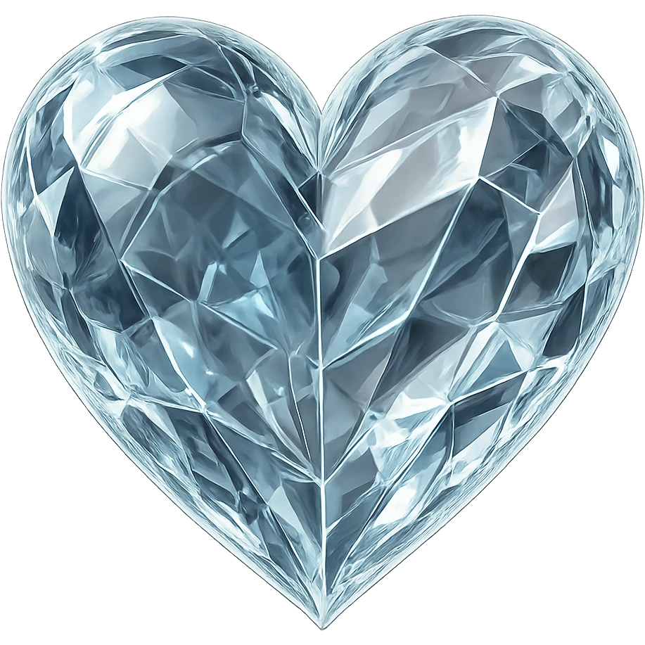 heart with a crystal clear effect, digital illustration style, no background emoji