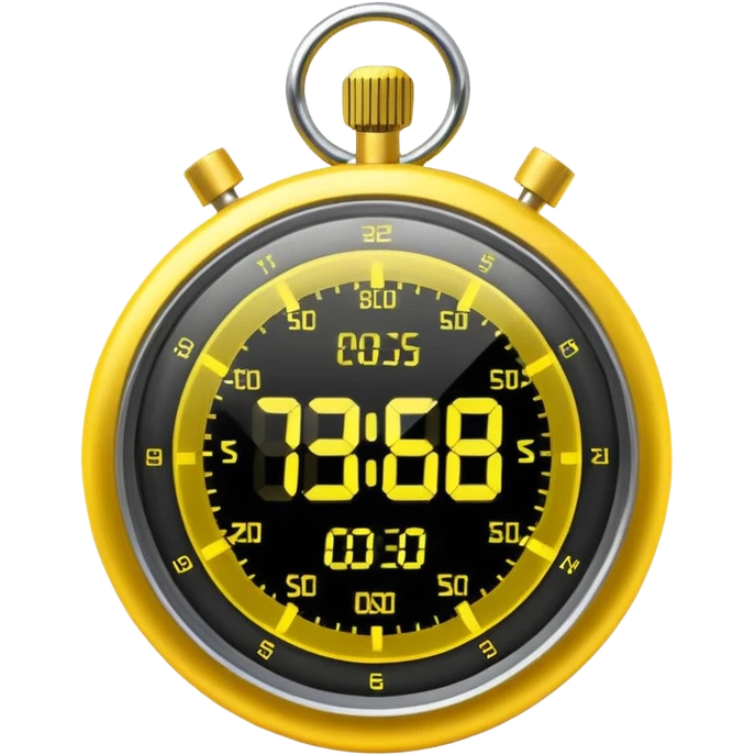 A futuristic holographic stopwatch glowing yellow emoji