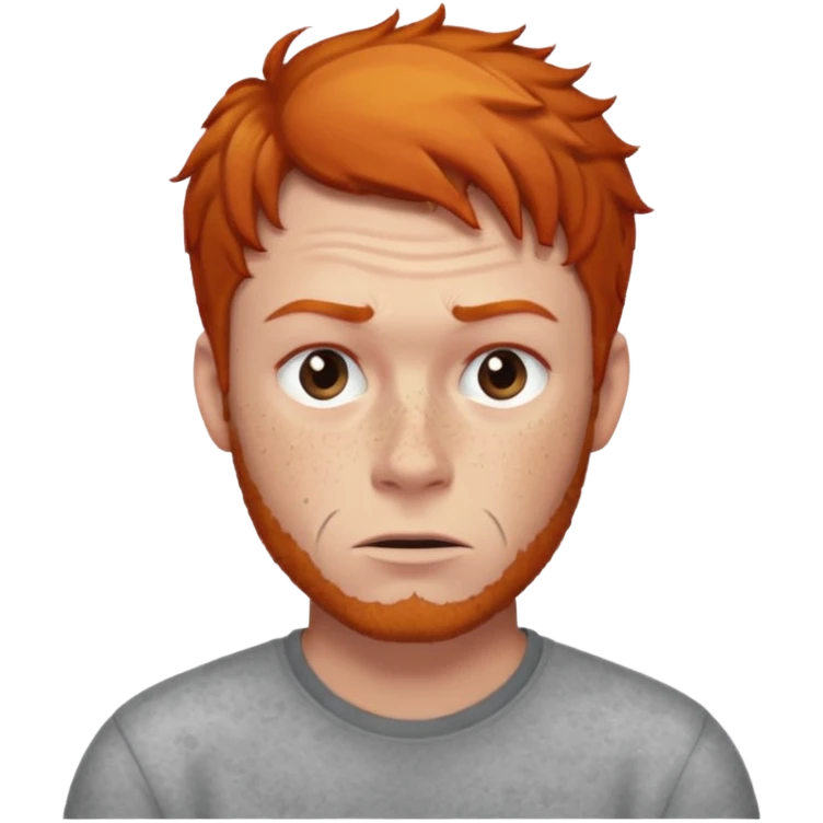 A ginger haired man raising his eyebrow in a questioning way emoji
