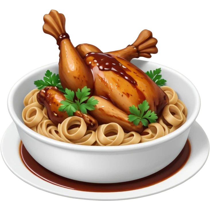 Chicken and barbecue sauce pasta emoji