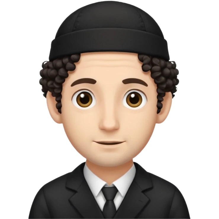 jewish man's face, wearing a tiny black kippah and 2 curly hair strands near the ears emoji