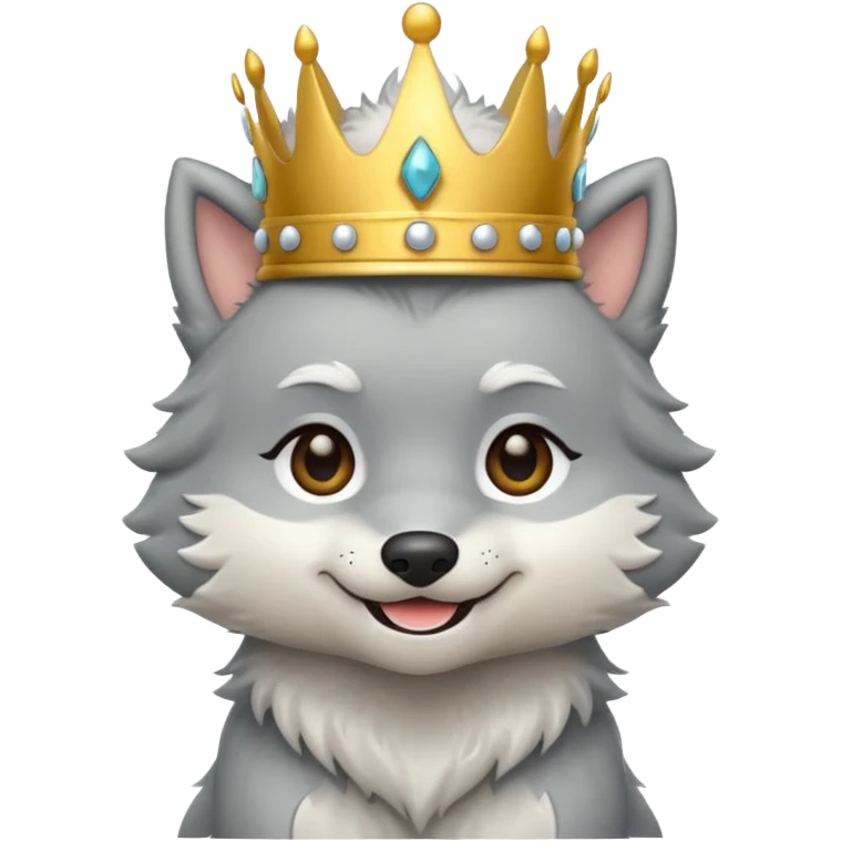 chibi wolf with crown emoji