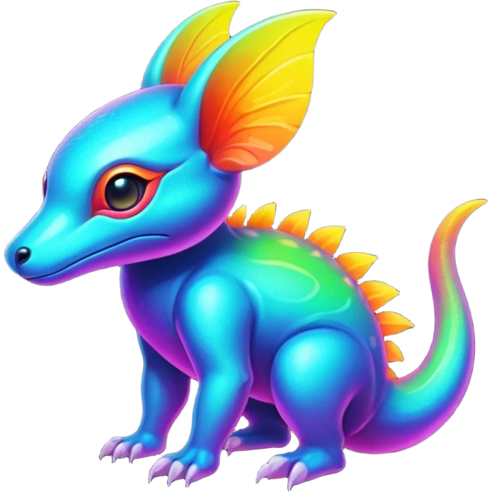 Exotic futuristic lush warm-colored neon Fakémon-Fionbri-creature emoji