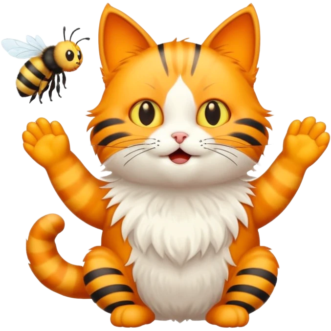 Cat with a bee emoji