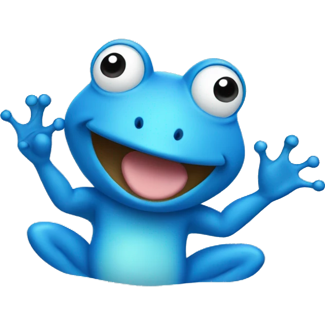 blue frog waving emoji