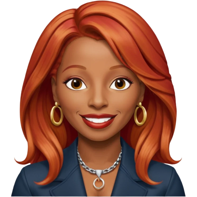 Mary J Blige with long red hair emoji