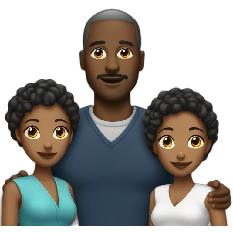 Black man with two black women  emoji