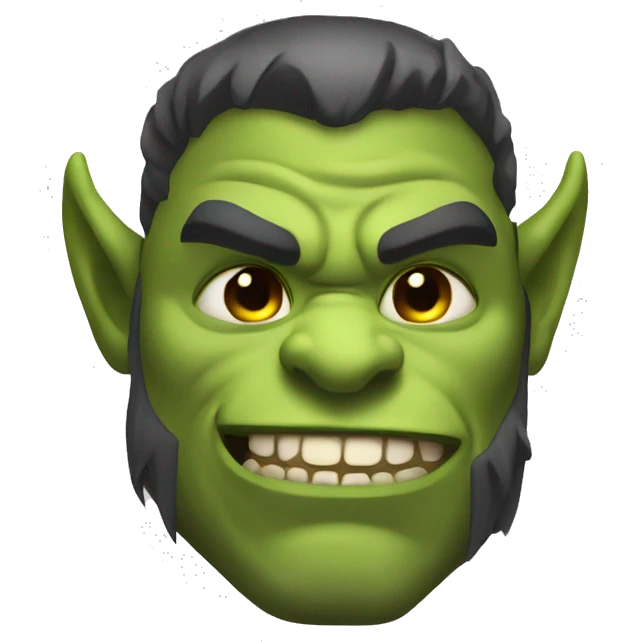 Cute muscular orc men's head. emoji