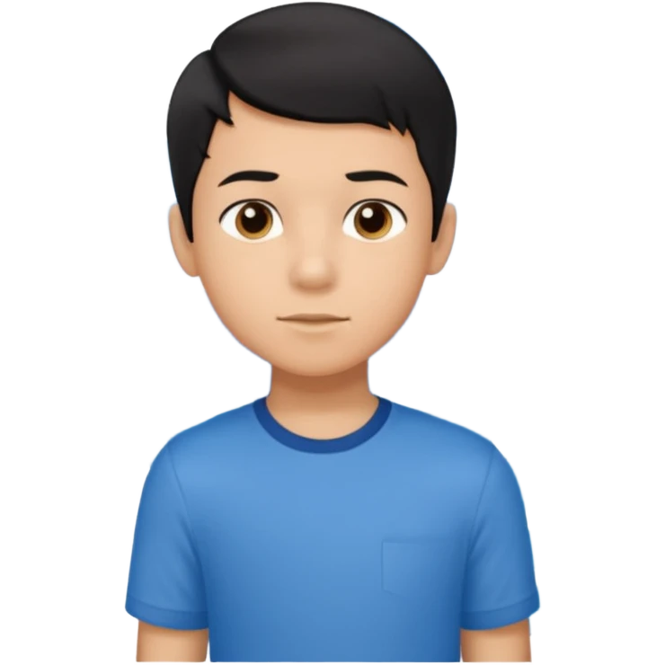 An Emoji of boy age in 10 with short black hair, who can be described by three words: perfectionist, air, ocean emoji