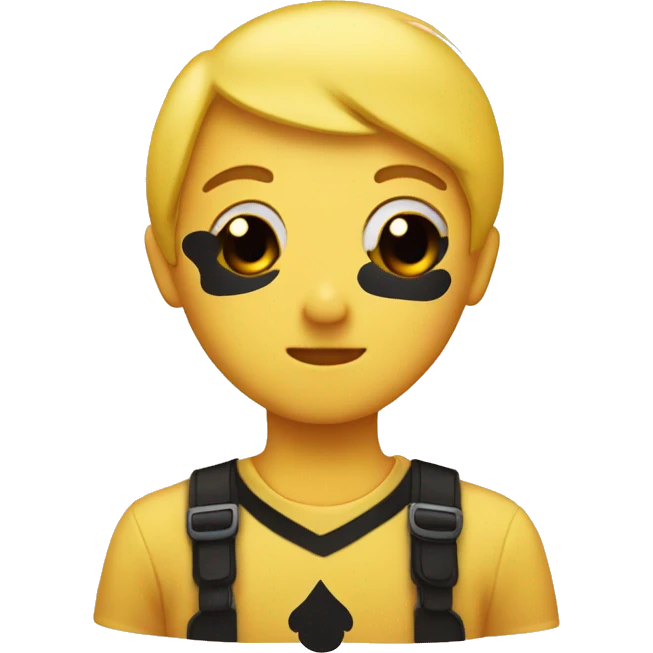 Yellow blush emoji with black heart emojis on his head emoji