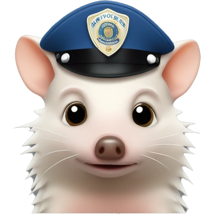 hairless hedgehog with police hat emoji