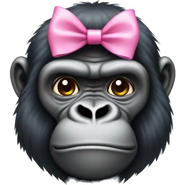 Gorilla with pink bow on head emoji