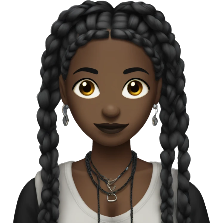 pretty black goth girl with boho knotless braids emoji