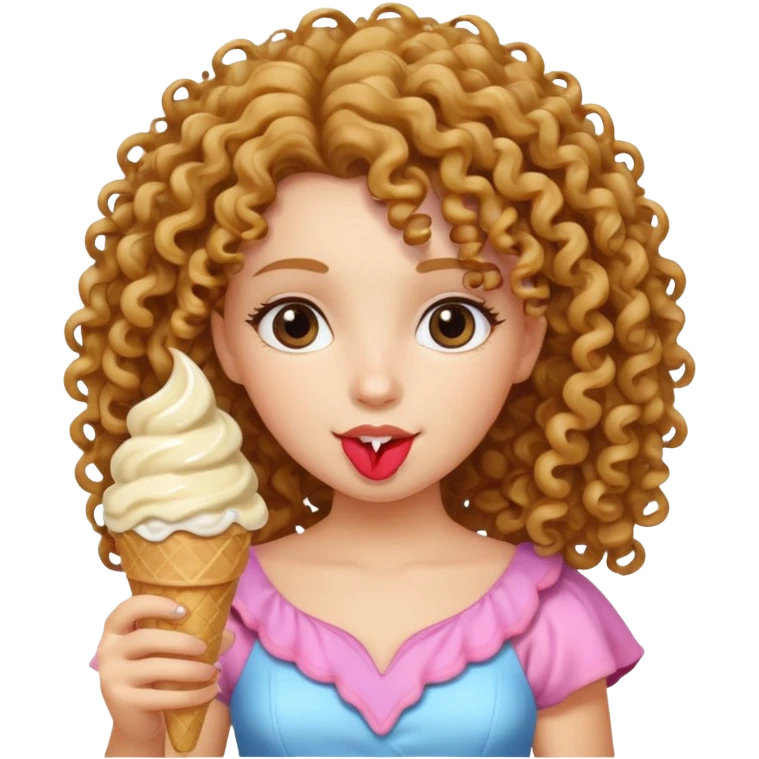 curly haired Princess with ice cream emoji