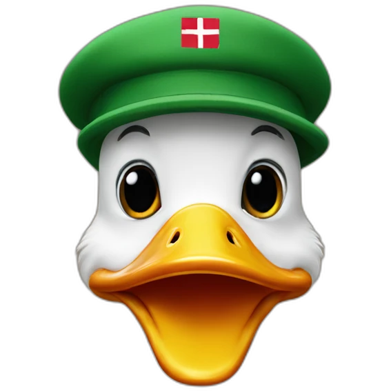 duck with danish flag cap emoji