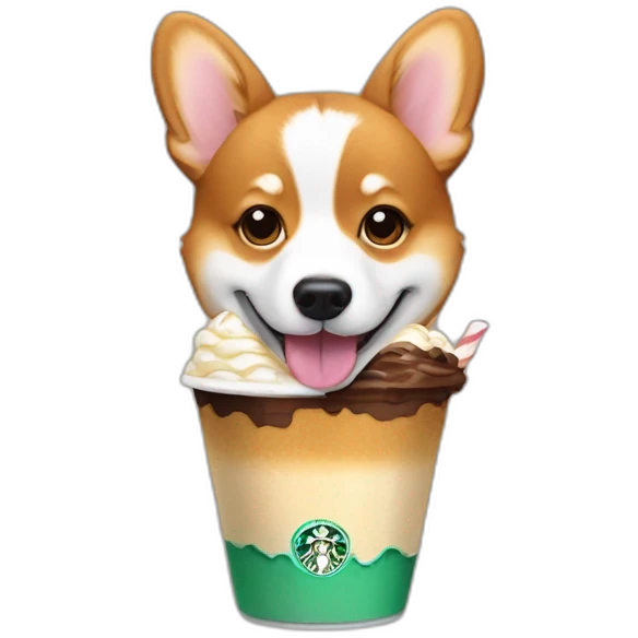 corgi tomando frappuccino emoji