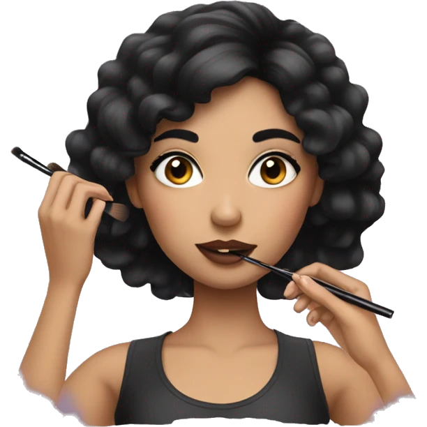 A girl w black hair doing her makeup  emoji