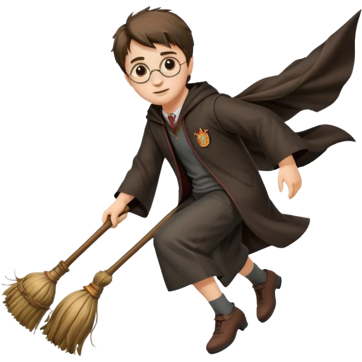 Harry Potter on the broom, flying  emoji