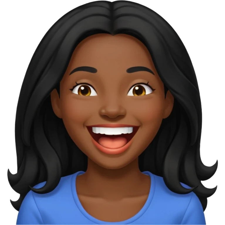 laughing black long haired woman emoji