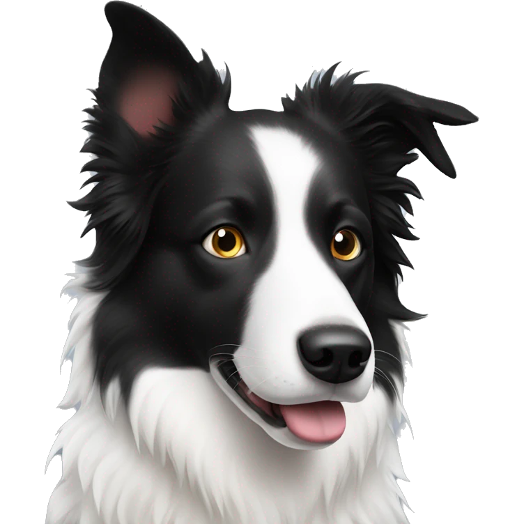 White border collie with black ears and black spot on left eye emoji