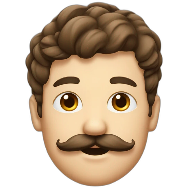 homme moustache carré, et choiffure de côté brun emoji