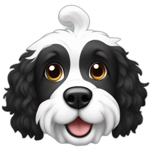 A black and white Aussie doodle with a speak bubble saying NO APPLE TV emoji
