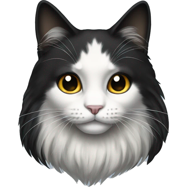 half black and half white long hair cat emoji