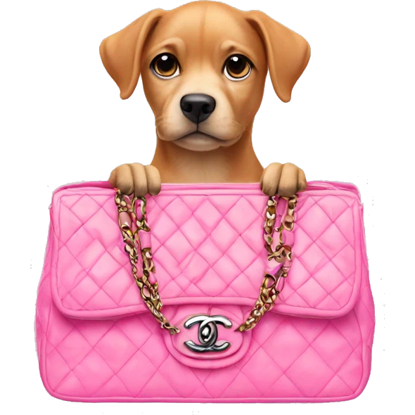 Dog in a pink Chanel bag emoji