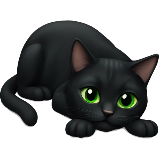 cat loafing, black cat green eyes emoji
