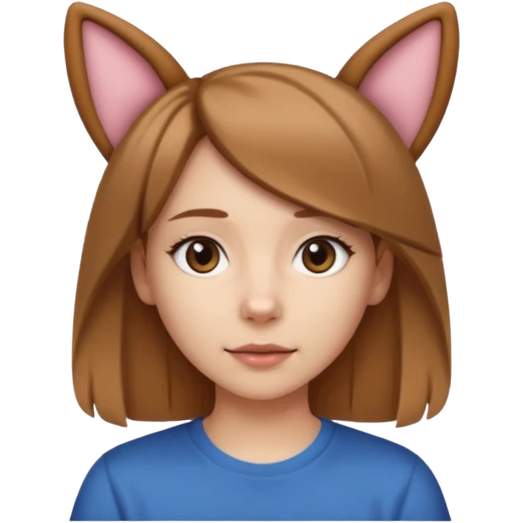 White girl with straight brown hair name is Valentina put dog ears on her and make he rlike like a bith but still not ugly just the dog prt of it and also have a shirt that says siri on it LONG LIGHT BROWN HAIR the shrit must say siri on ittt dont draw a dog just dog years emoji