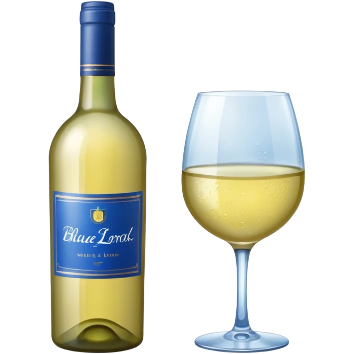 bottle of white wine with blue label emoji