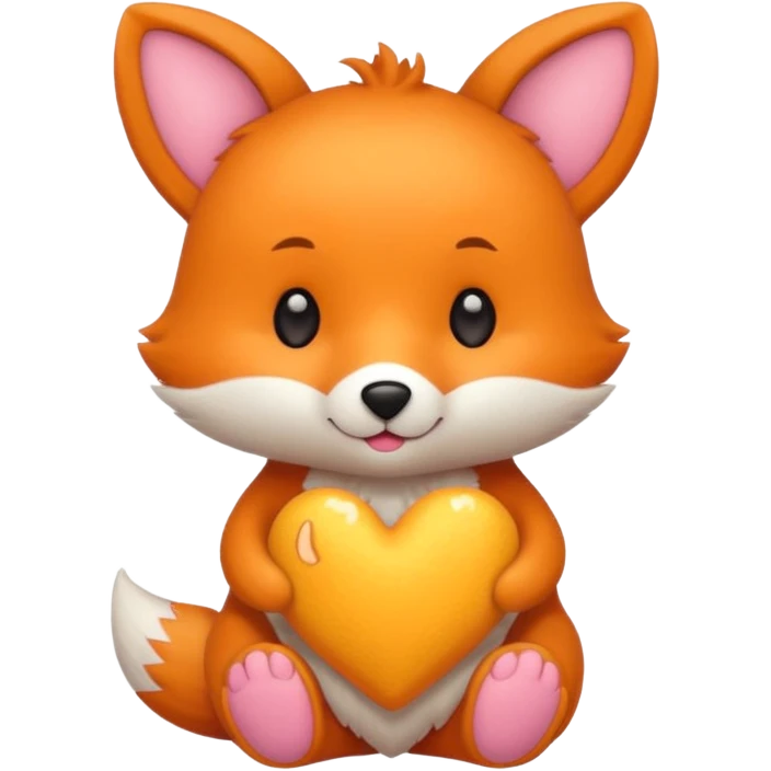 renard kawai avec un coeur jaune emoji
