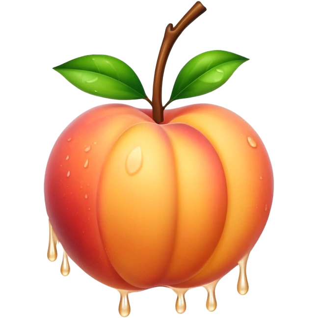 Wet shiny dripping peach emoji