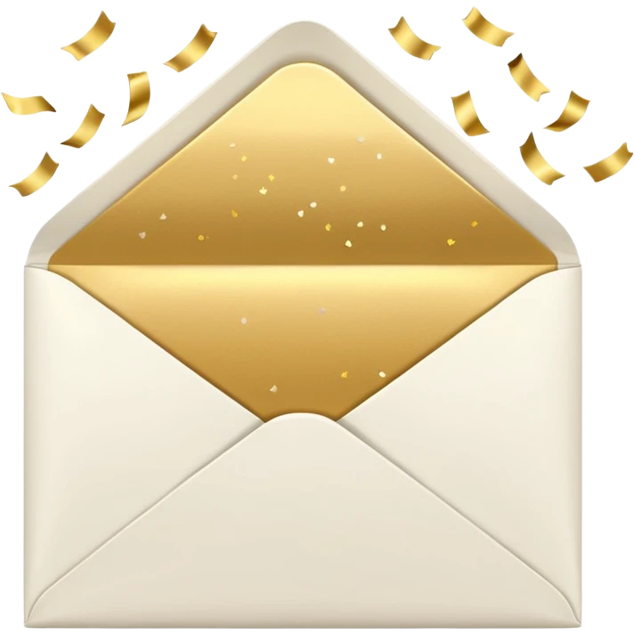 white envelope with gold confetti emoji