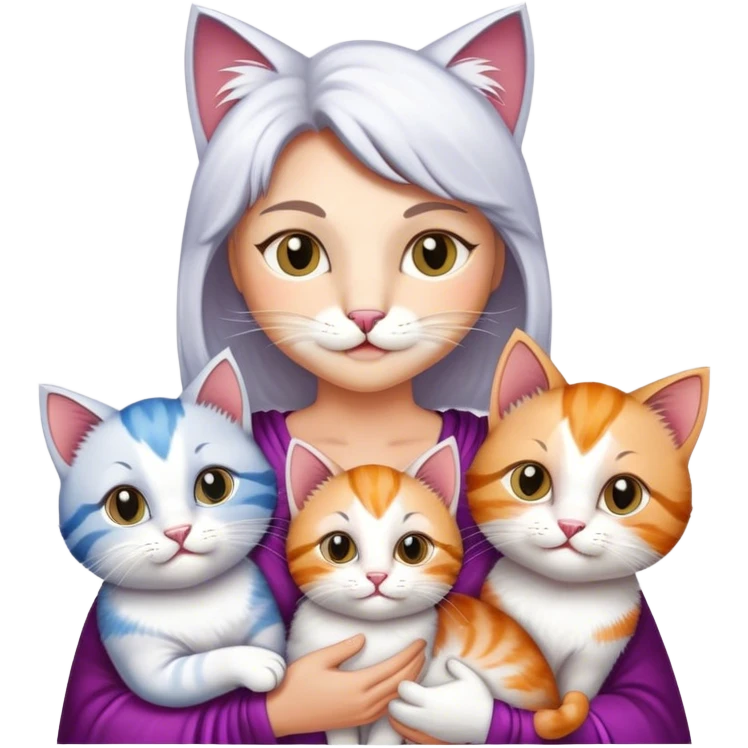 supermom cat with husband and kids emoji