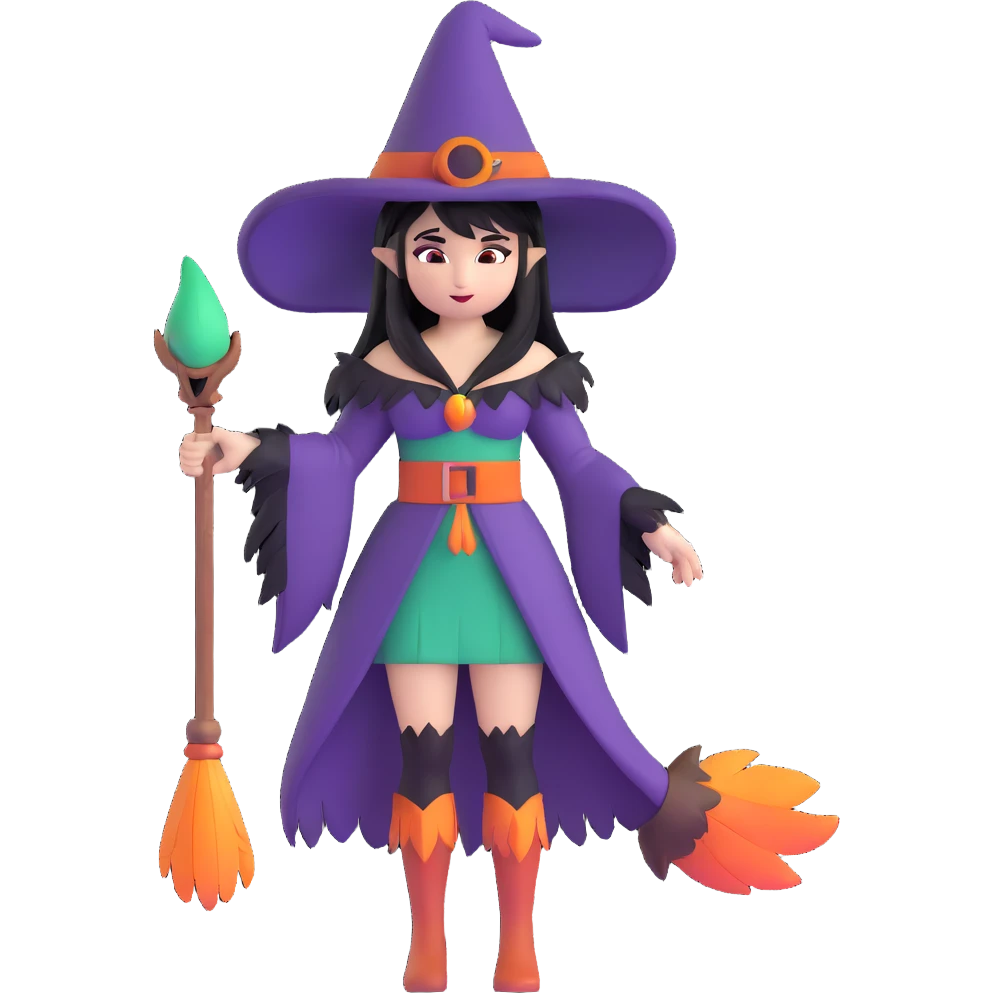 Morrigan from Dragon Age as a witch with feather outfit emoji