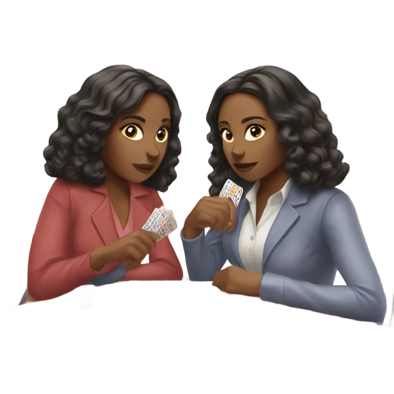 2 women playing bingo emoji