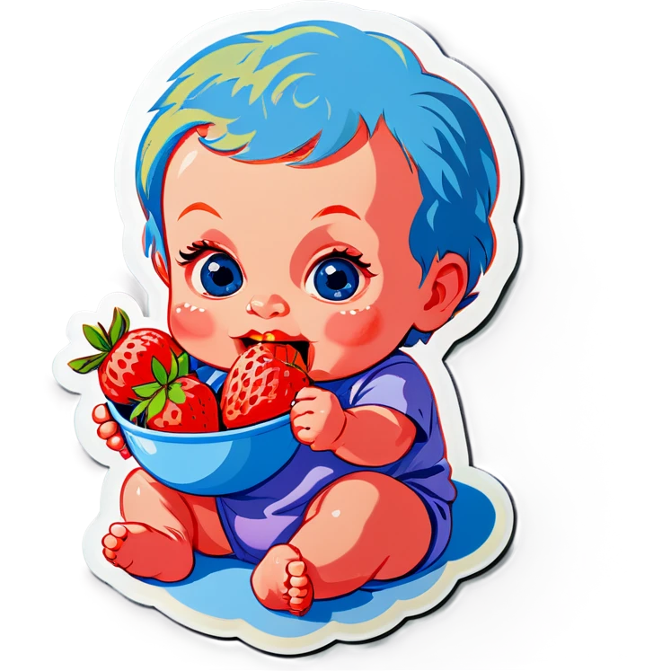 baby eating strawberries emoji